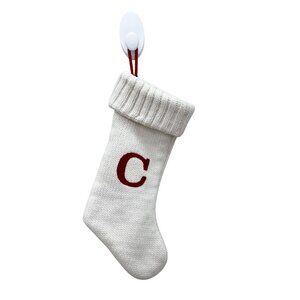 Wondershop at Target Monogram C Initial White Red Knit Lined Christmas Stocking
